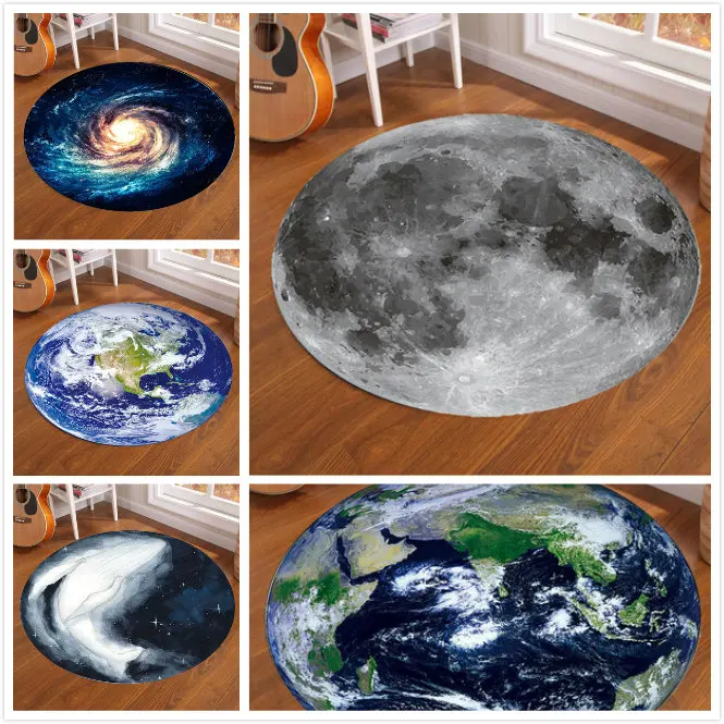 Electronics Repair Mat - Galaxy Earth Moon Round Carpet for